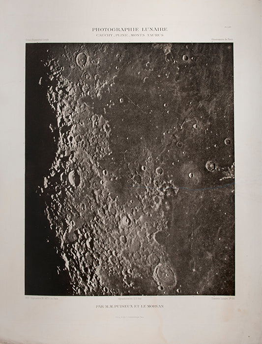 Photographie Lunaire.  Cauchy_Pline_Monts Taurus.  Pl. LXV.