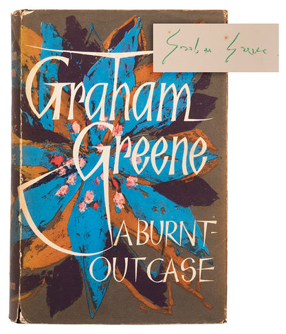A first impression of the first English edition of Graham Greene's 'A Burnt-out Case' inscribed to the author Paul Gallico.