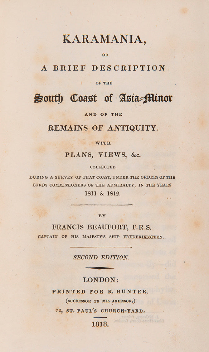 In 1810 Beaufort was appointed senior officer at Smyrna in command of the Frederickssteen; in August he began the survey of the south coast of Turkey