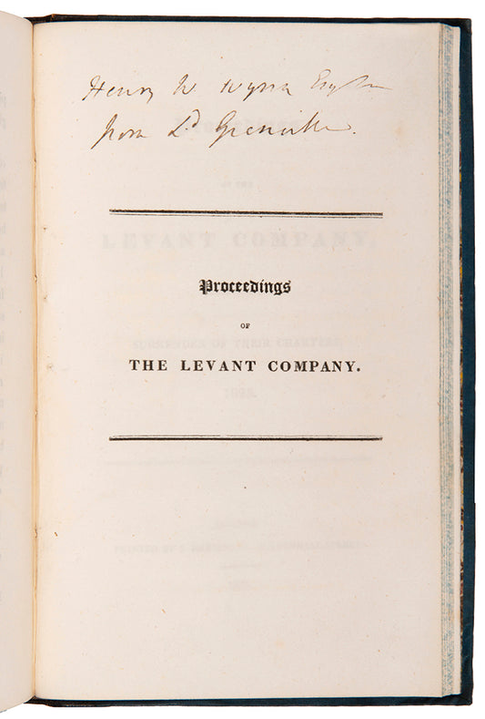 The second work concerning trade with the Levant shows the increase in commercial activity between Great Britain and Turkey and Egypt. 