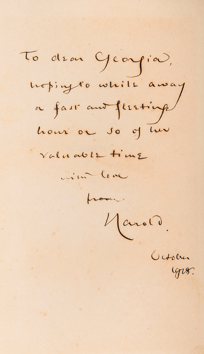 First edition of Harold Acton's Humdrum, inscribed by the author to Georgia, Lady Sitwell. 