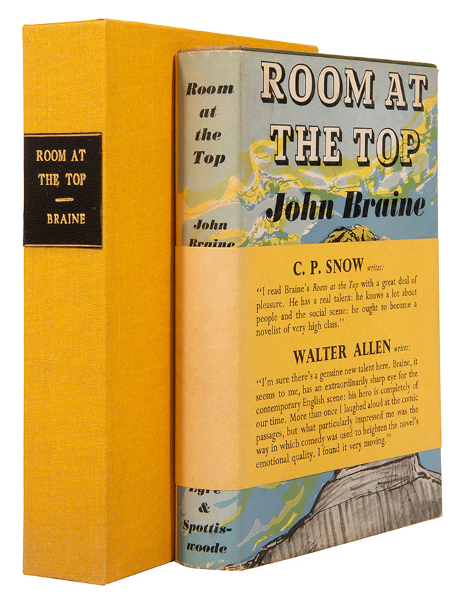 First edition of Room at the Top by John Braine, one of the 'Angry Young Men'. In the original dust jacket designed by John Minton and wraparound.