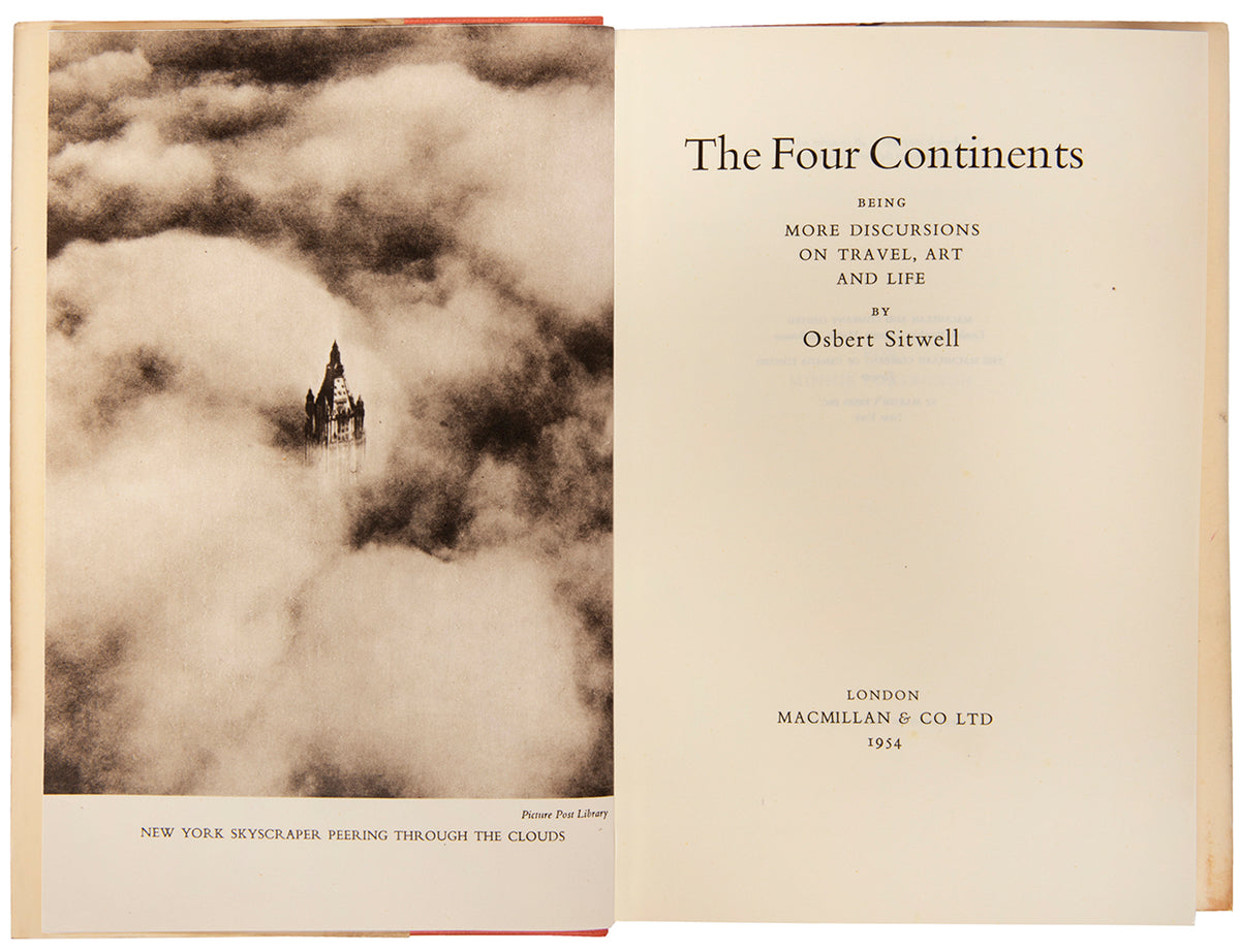 Presentation copy of the first edition of Osbert Sitwell's Four Continents, inscribed to Sacheverell and Georgia Sitwell.