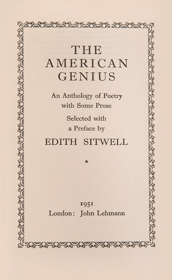 First edition of Edith Sitwell's The American Genius. 