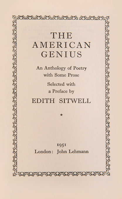 First edition of Edith Sitwell's The American Genius. 