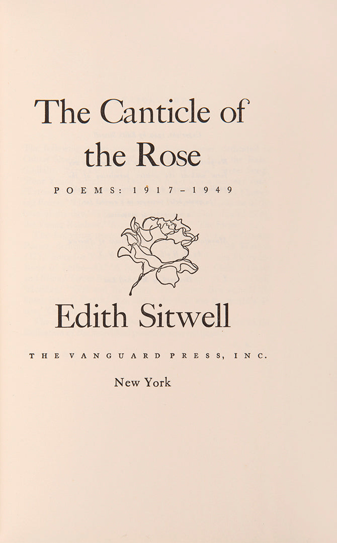 First US edition of Edith Sitwell's Canticle of the Rose. Poems 1917-1949.