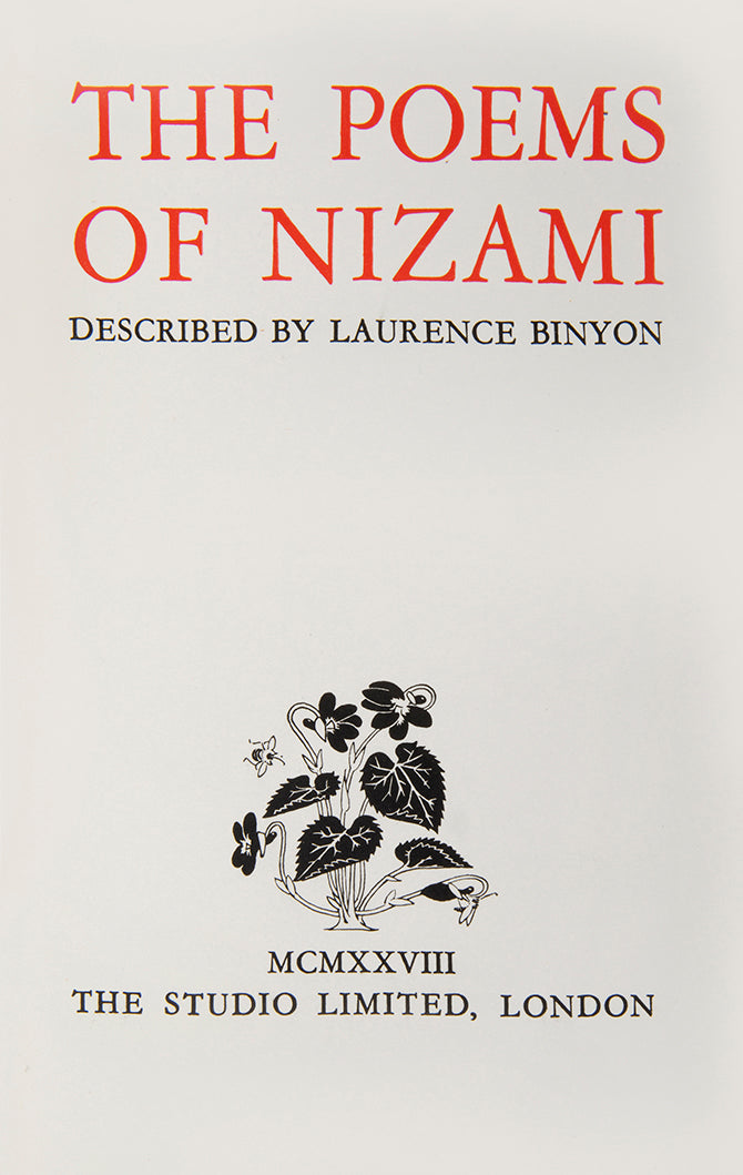 A very fine publication on hand made paper and specially bound by sangorski and sutcliffe, the poems of nizami, 1928.
