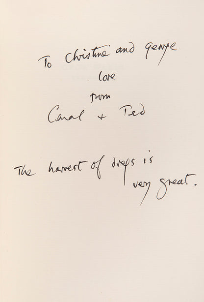 Number 9 of 200 copies of Crow Wakes by Ted Hughes, signed by the author, with presentation inscription to the poet George Tardios and his wife.