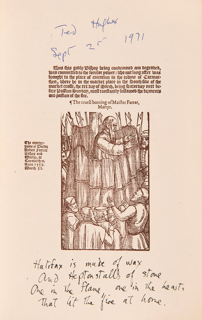This is the withdrawn first issue of The Martyrdom of Bishop Farrar which was rejected by Hughes.