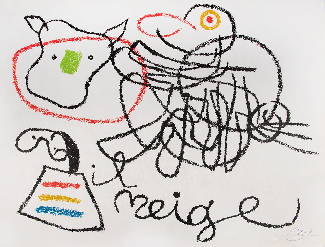 Joan Miro, One Plate, from Ubu au Baleares, 1971, on Japon nacre paper, signed, printed by Mourlot