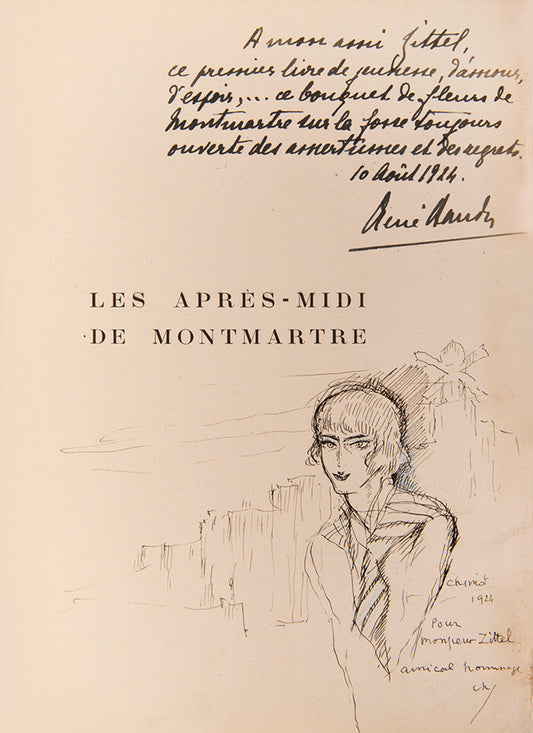Presentation copy of the limited edition of René Baudu's Les Après-Midi de Montmartre, illustrated by Edouard Chimot.