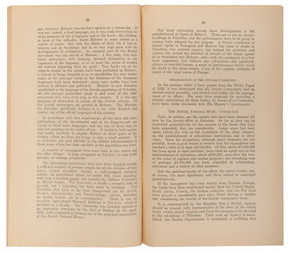 Report to the Secretary of State for the Colonies by Herbert Samuel, The High Commissioner of Palestine at the time.