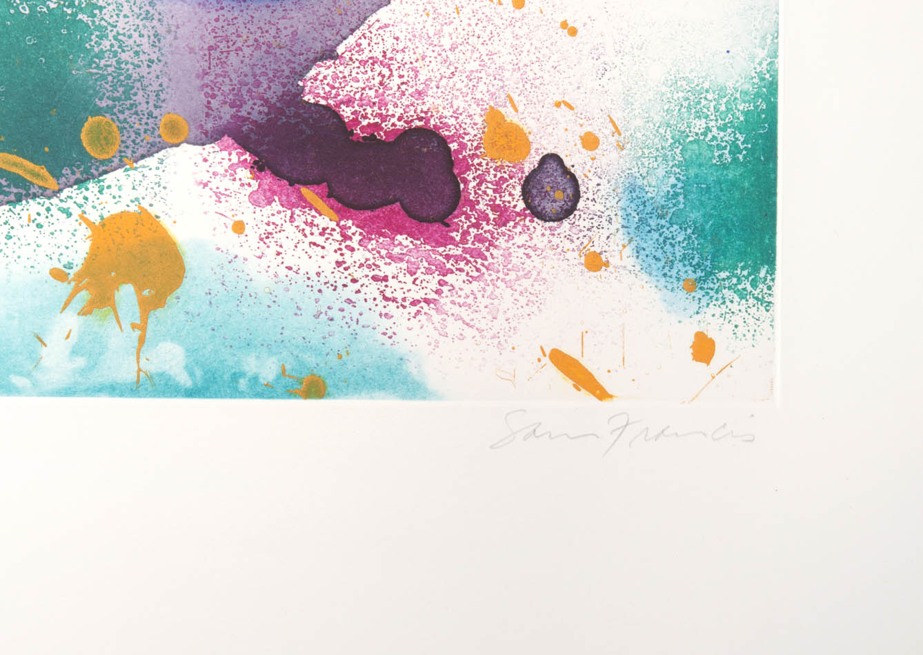 Sam Francis, Trietto 3 SFE 076 RC, aquatint in colours, 1991, on Fabriano paper, signed, from edition of 66, published by2RC Edizioni Arte