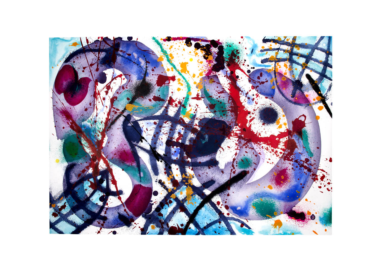Sam Francis, Trietto 3 SFE 076 RC, aquatint in colours, 1991, on Fabriano paper, signed, from edition of 66, published by2RC Edizioni Arte