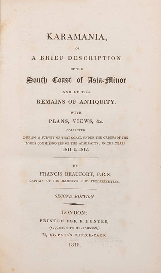 In 1810 Beaufort was appointed senior officer at Smyrna in command of the Frederickssteen; in August he began the survey of the south coast of Turkey