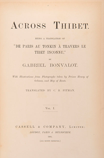 Narrative of the journey with Henri d'Orleans from Jarkent to Chamdo through the Tien Shan and Tibet in the winter of 1889-90.