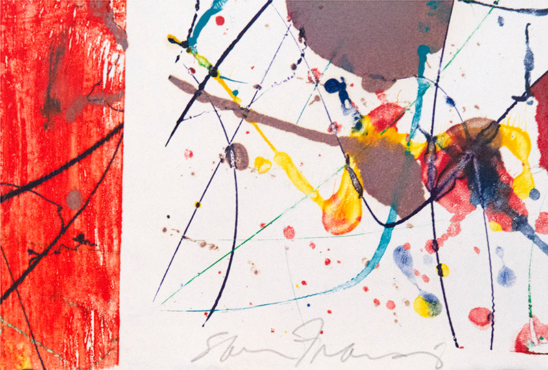Sam Francis, Untitled, unique impression, 1982, on handmade paper, signed, monotype in colours