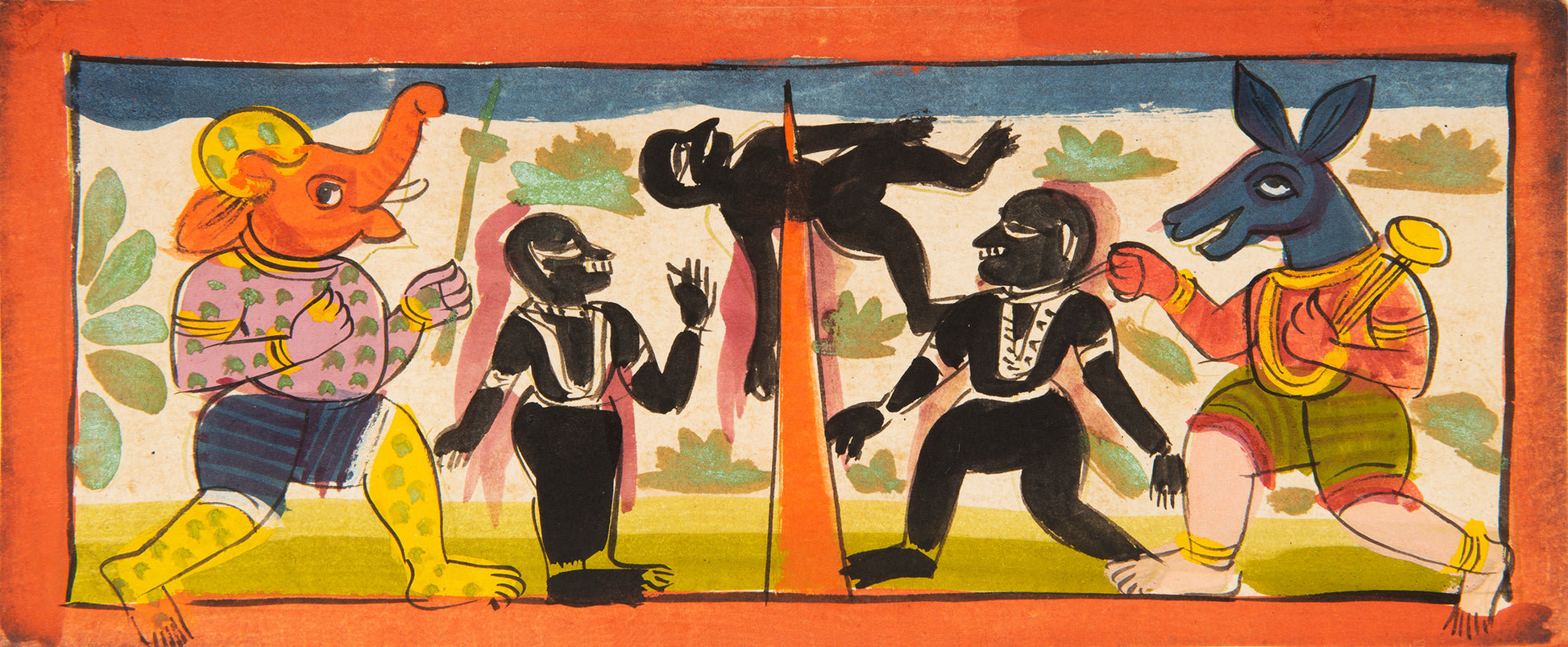 16 leaves from a Jain Heaven and Hell series painted on paper, from Gujarat late eighteenth century.