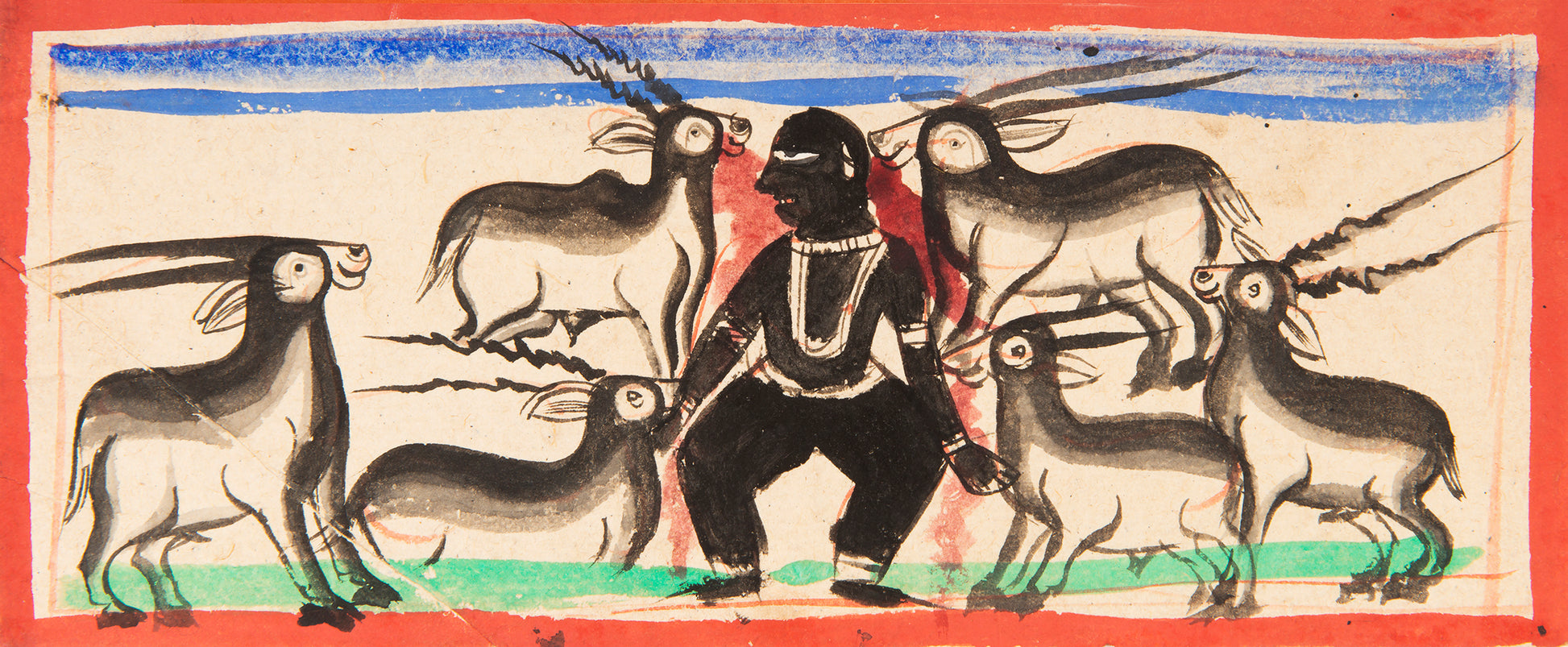 16 leaves from a Jain Heaven and Hell series painted on paper, from Gujarat late eighteenth century.