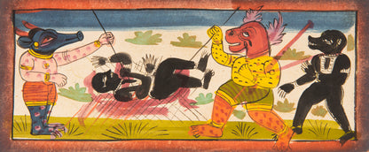 16 leaves from a Jain Heaven and Hell series painted on paper, from Gujarat late eighteenth century.