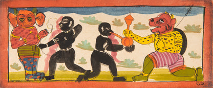 16 leaves from a Jain Heaven and Hell series painted on paper, from Gujarat late eighteenth century.