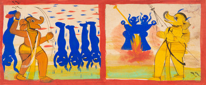 16 leaves from a Jain Heaven and Hell series painted on paper, from Gujarat late eighteenth century.