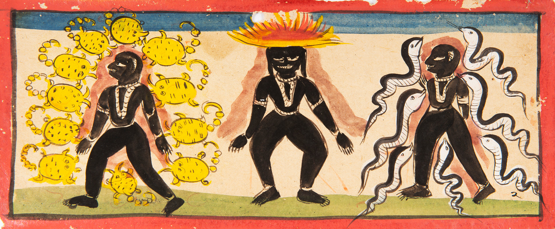 16 leaves from a Jain Heaven and Hell series painted on paper, from Gujarat late eighteenth century.