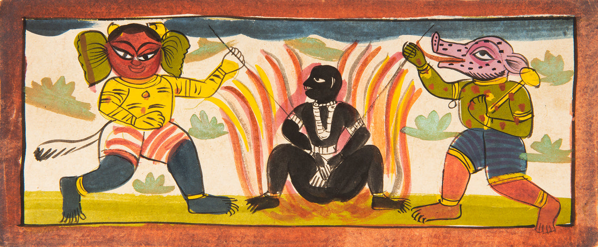 16 leaves from a Jain Heaven and Hell series painted on paper, from Gujarat late eighteenth century.