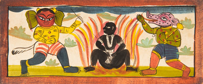 16 leaves from a Jain Heaven and Hell series painted on paper, from Gujarat late eighteenth century.