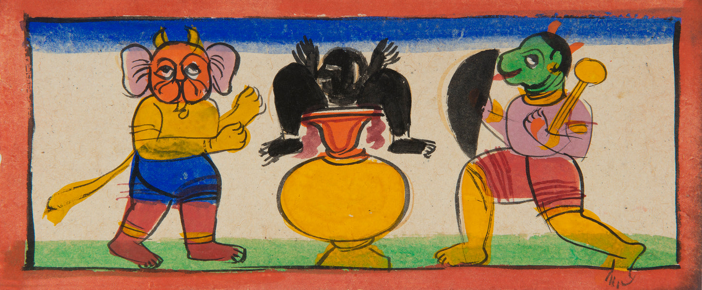 16 leaves from a Jain Heaven and Hell series painted on paper, from Gujarat late eighteenth century.
