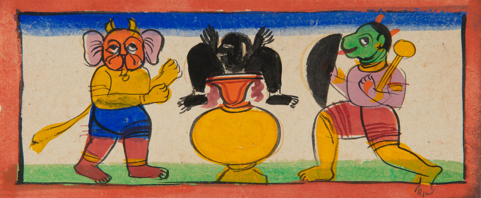 16 leaves from a Jain Heaven and Hell series painted on paper, from Gujarat late eighteenth century.