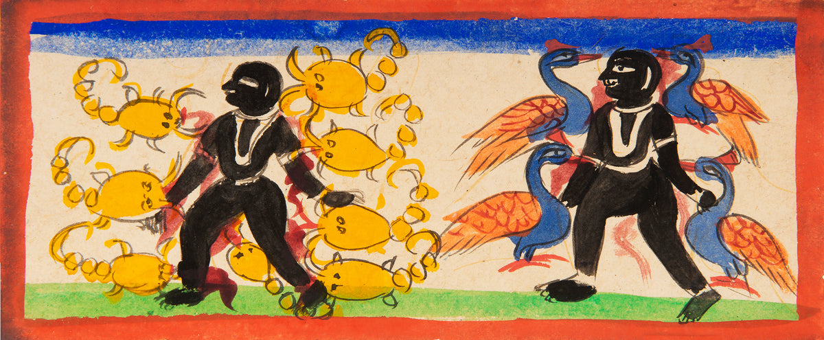 16 leaves from a Jain Heaven and Hell series painted on paper, from Gujarat late eighteenth century.