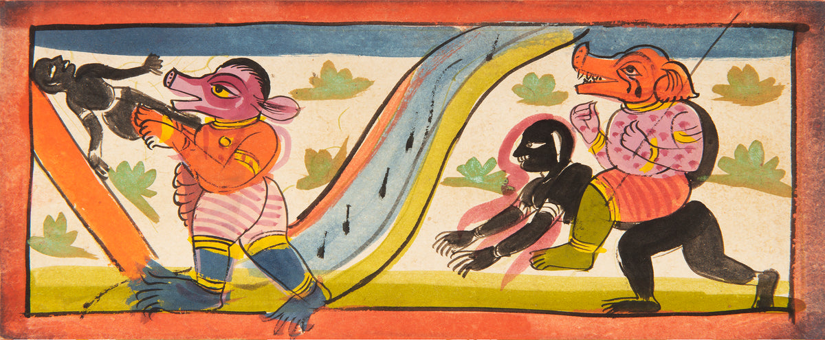 16 leaves from a Jain Heaven and Hell series painted on paper, from Gujarat late eighteenth century.