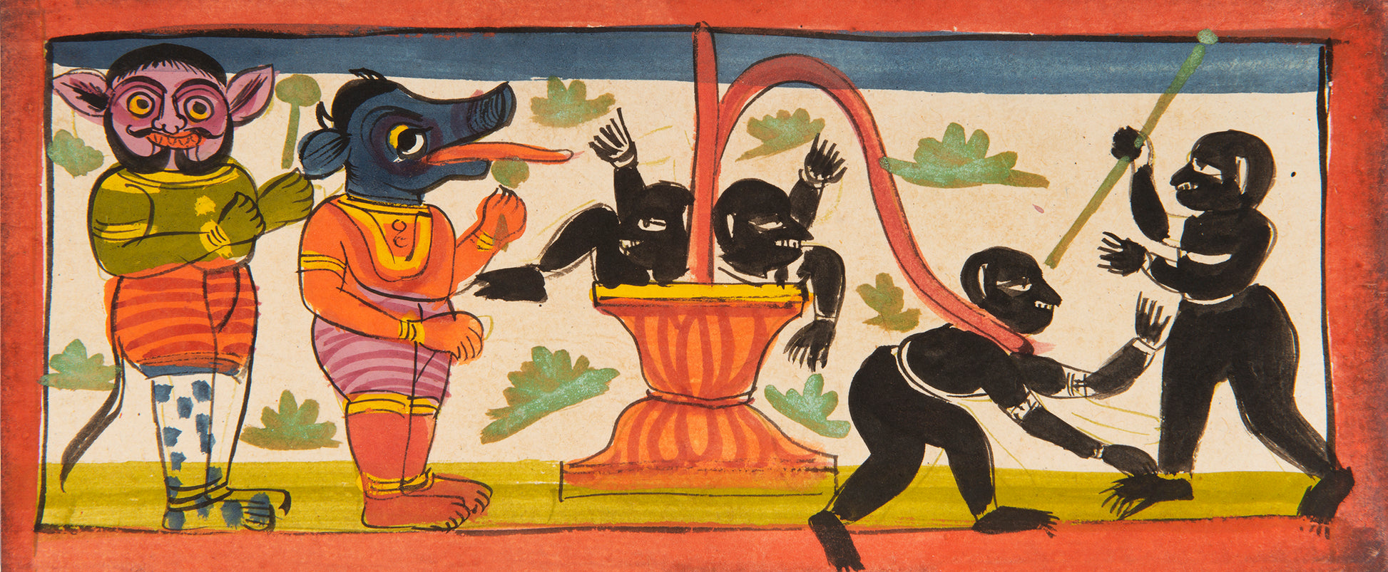 16 leaves from a Jain Heaven and Hell series painted on paper, from Gujarat late eighteenth century.