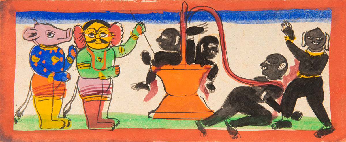 16 leaves from a Jain Heaven and Hell series painted on paper, from Gujarat late eighteenth century.