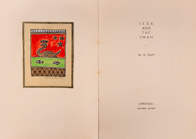 Leda and the Swan by W.B. Yeats, privately printed and signed by the author Frederic Prokosch.