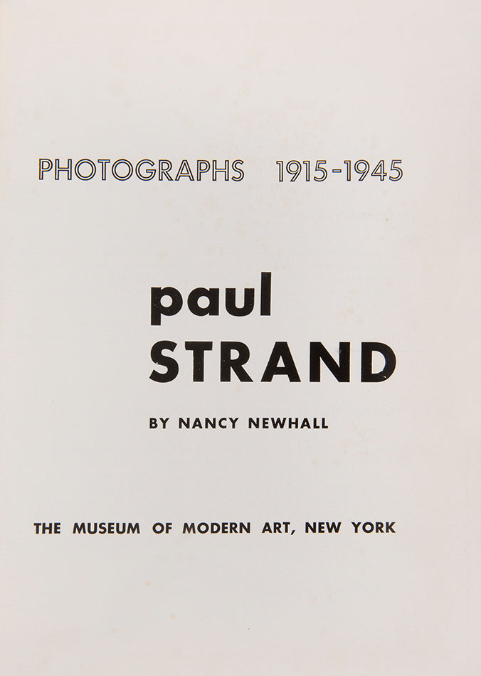 Inscribed presentation copy of the first edition of Paul Strand Photographs 1915-1945.