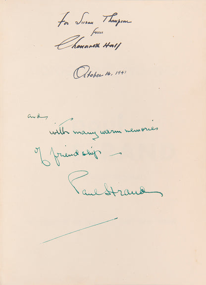 Inscribed presentation copy of the first edition of Paul Strand Photographs 1915-1945.