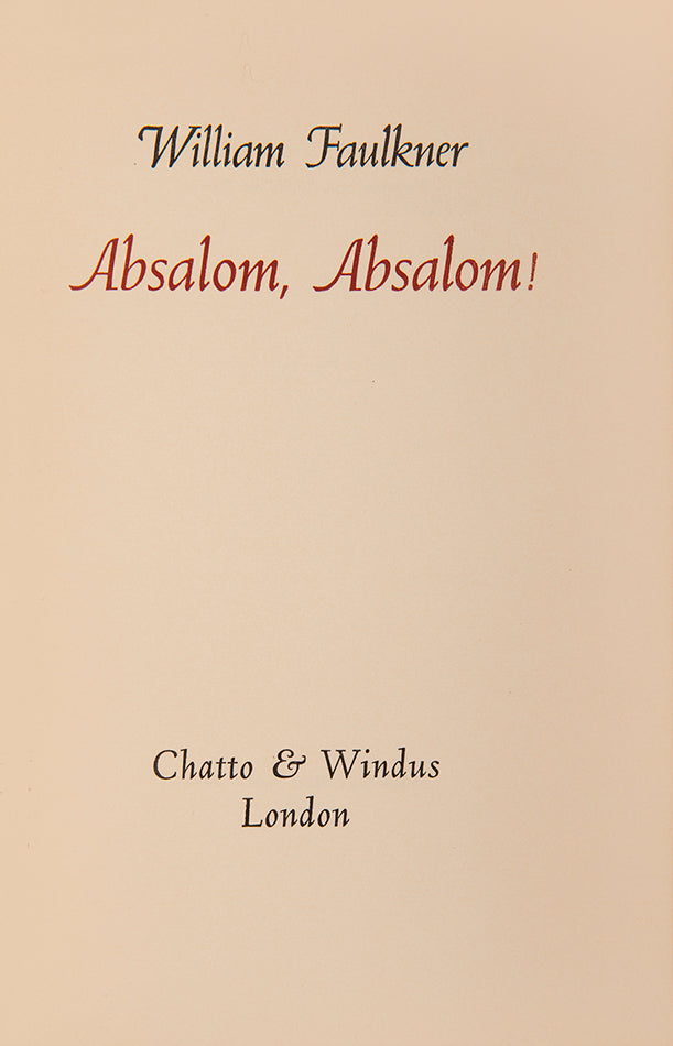 First UK edition of Absalom, Absalom by William Faulkner, finely bound.