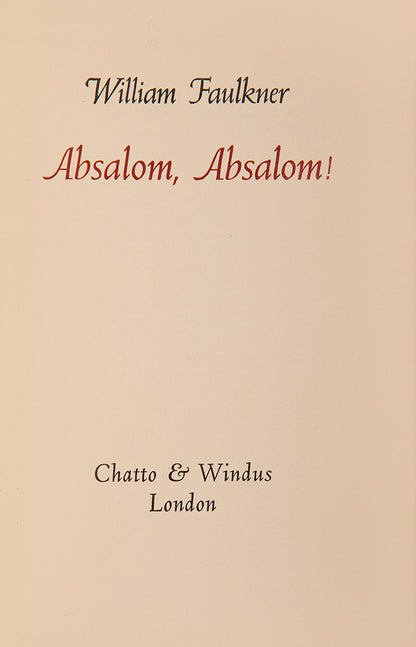 First UK edition of Absalom, Absalom by William Faulkner, finely bound.