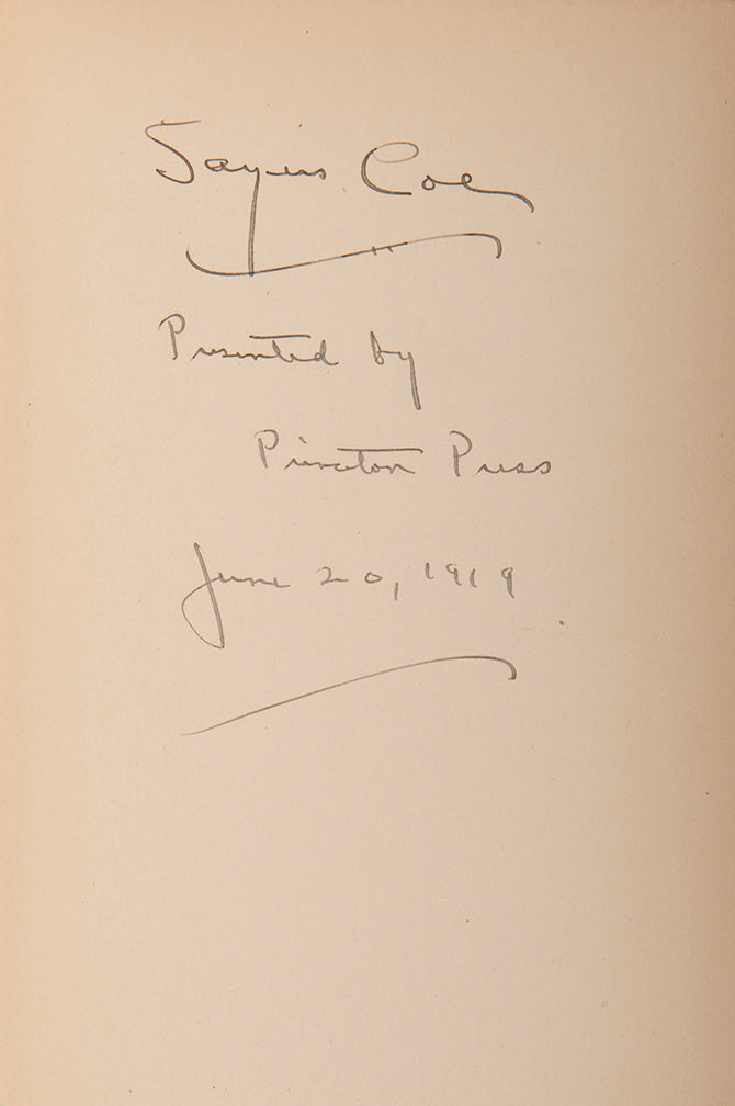 A publisher's presentation copy of the first edition of A Book of Princeton Verson II, including work by F. Scott Fitzgerald.