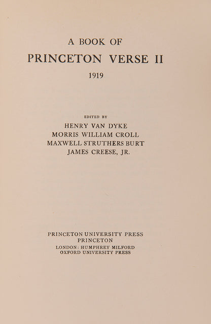 A publisher's presentation copy of the first edition of A Book of Princeton Verson II, including work by F. Scott Fitzgerald.