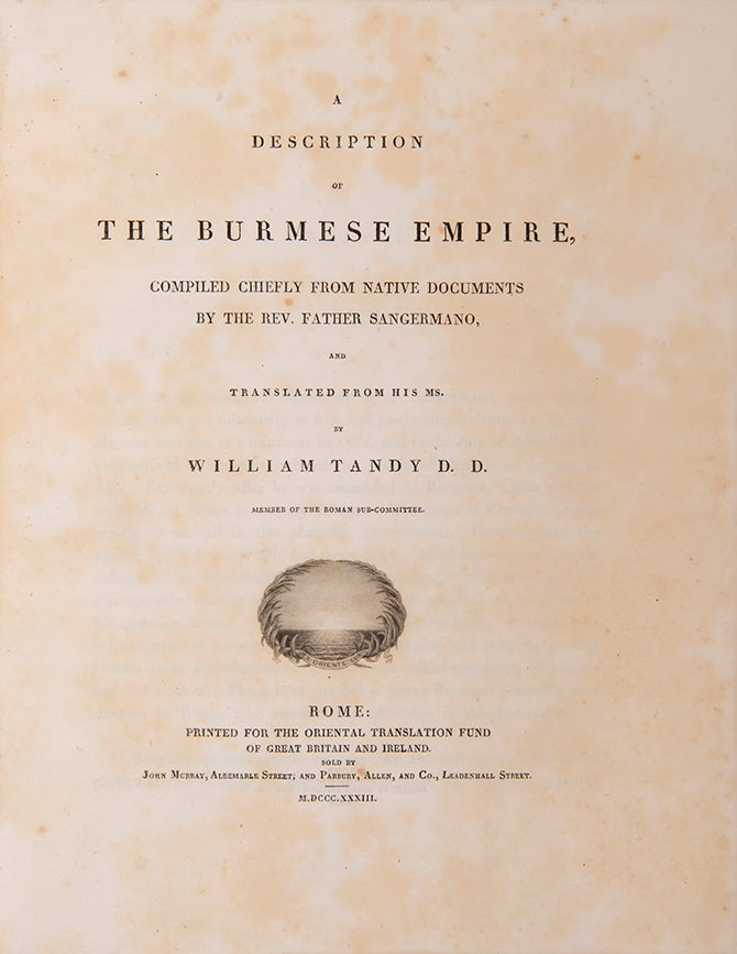 Sangermano, a missionary, worked in Burma from 1783 to 1806. His book provides a good description of Burma at that time. 