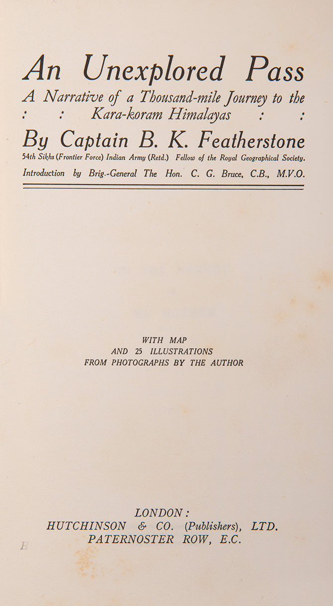 This scarce volume narrates an attempt to cross the Muztagh Pass in 1922.