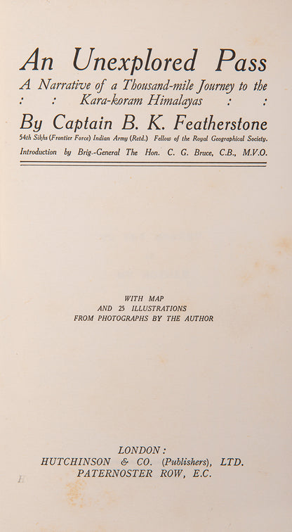 This scarce volume narrates an attempt to cross the Muztagh Pass in 1922.