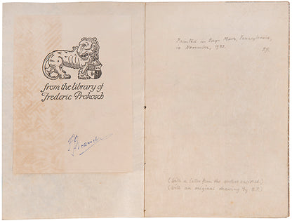 Perhaps by Stephen Spender, privately printed and signed by the author Frederic Prokosch.