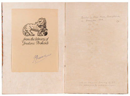 Poem by Stephen Spender, privately printed and signed by the author Frederic Prokosch.