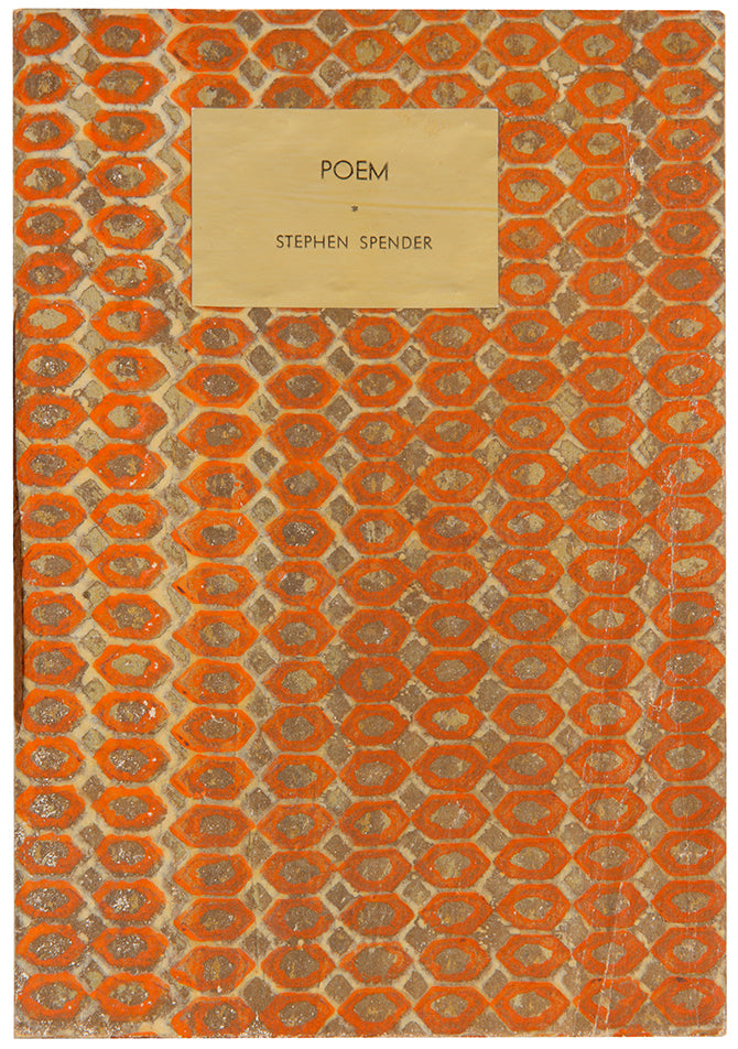 Poem by Stephen Spender, privately printed and signed by the author Frederic Prokosch.