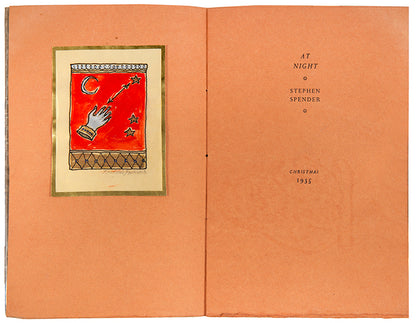At Night by Stephen Spender, privately printed and signed by the author Frederic Prokosch.