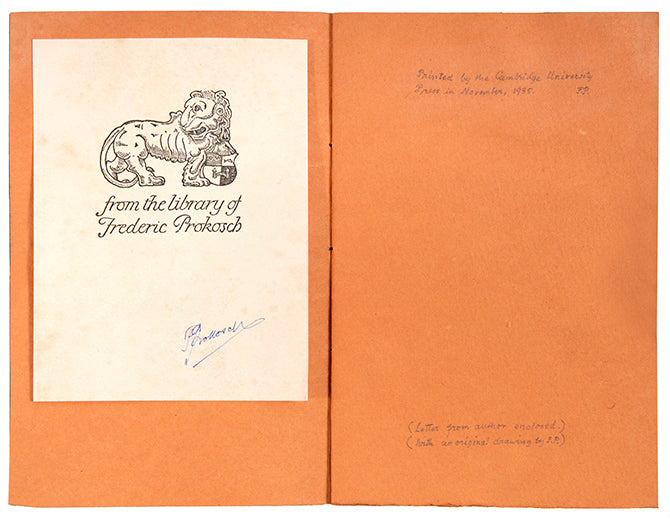 At Night by Stephen Spender, privately printed and signed by the author Frederic Prokosch.